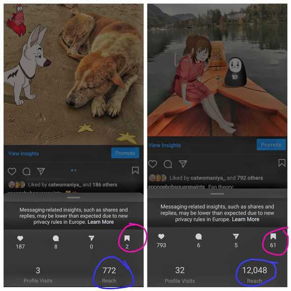 Comparison between two IG posts