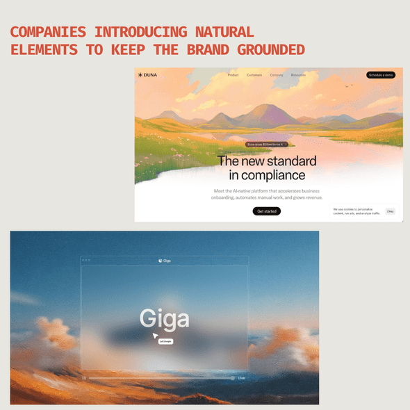 Companies like Duna and Giga introducing natural elements on website